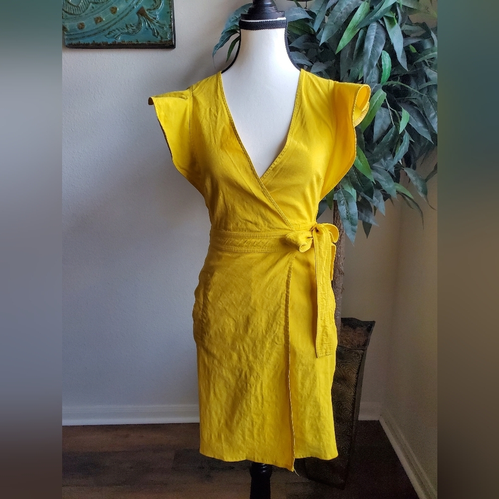 A.L.C. Walker Linen-Blend Wrap Dress - size 0